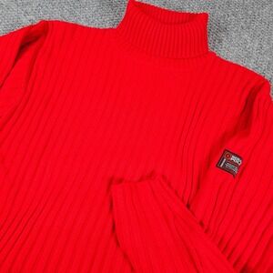 Vintage South Pole Red Ribbed Turtleneck Sweater Mens Size L Acrylic